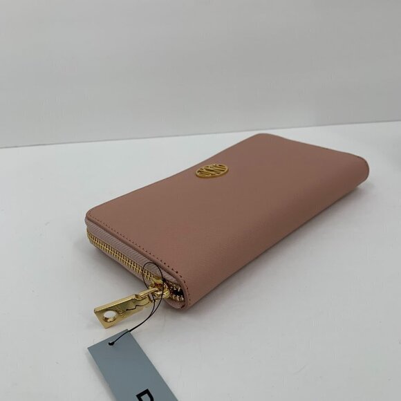 DKNY Donna Karan Bryant Park Saffiano Leather Blush Pink Wallet logo gold new - Picture 4 of 5